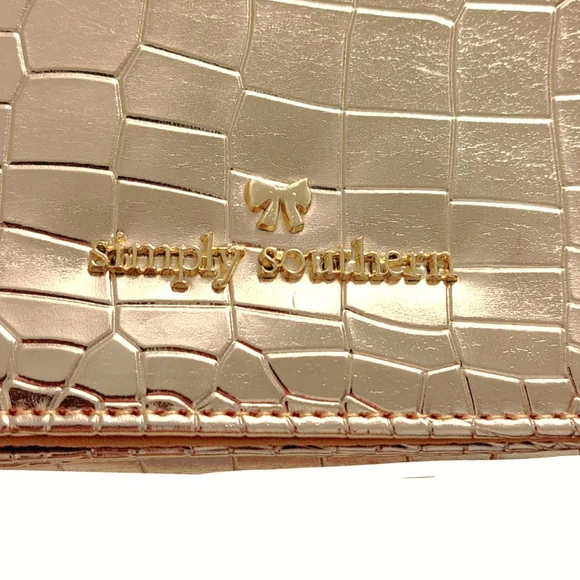 Simply Southern Womens Gold Alligator Embossed Small Crossbody Bag NEW! - Picture 8 of 10